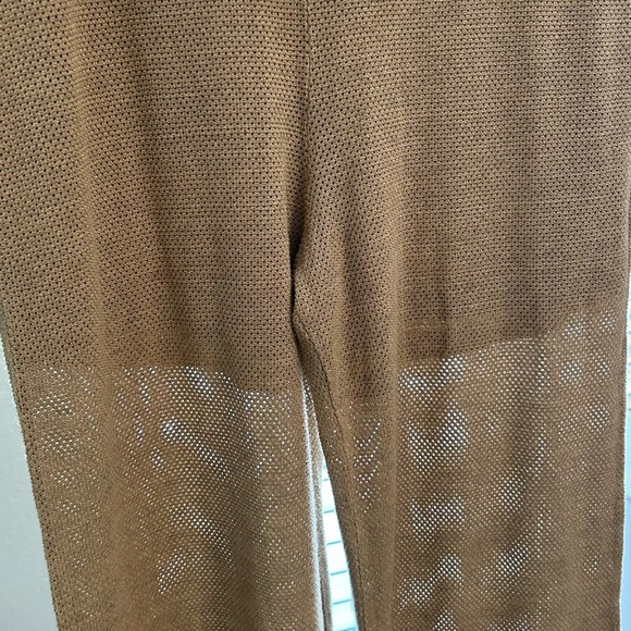 NWT, Monrow Women’s Wide Leg Mesh Lounge Crop High Rise Pants in Tan, Medium - Picture 10 of 10